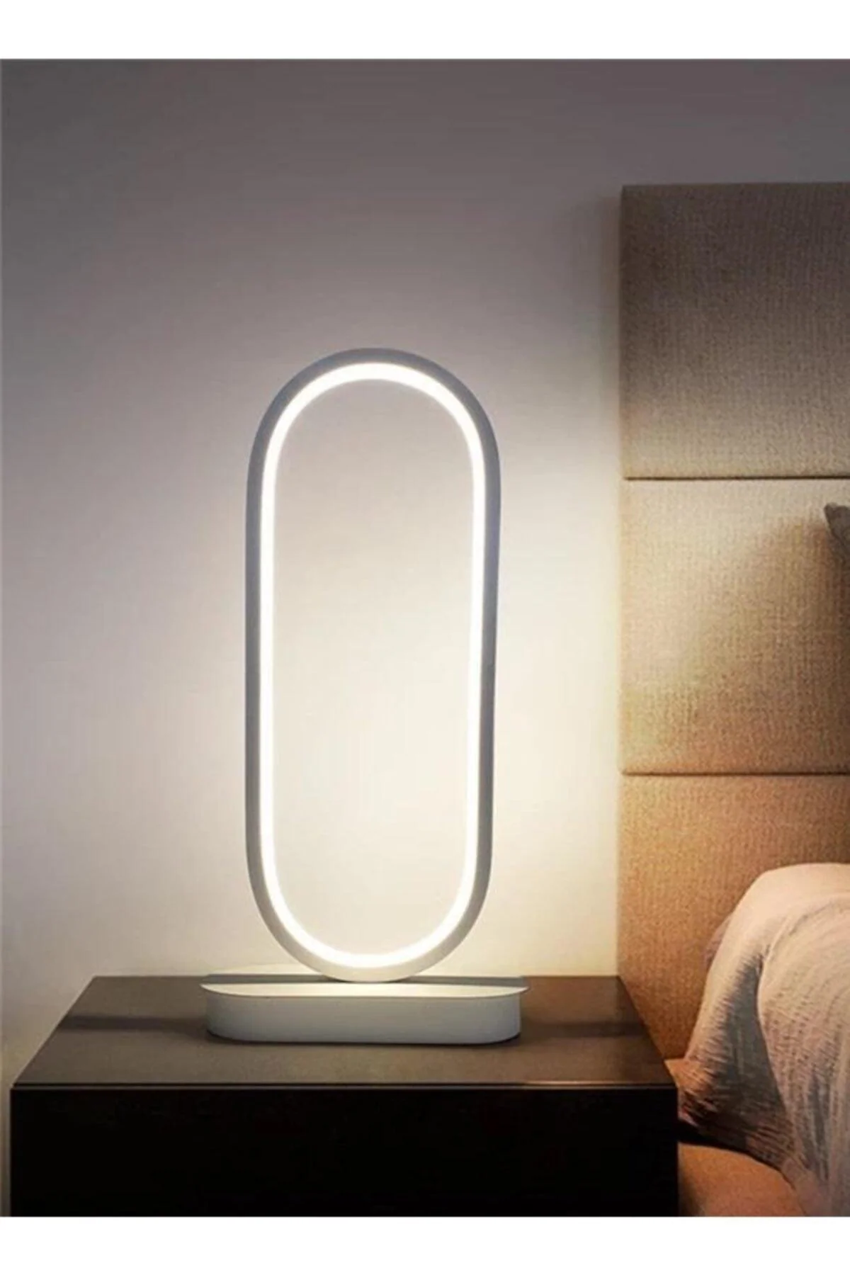 White metal table lamp with daylight LED, 35 cm high