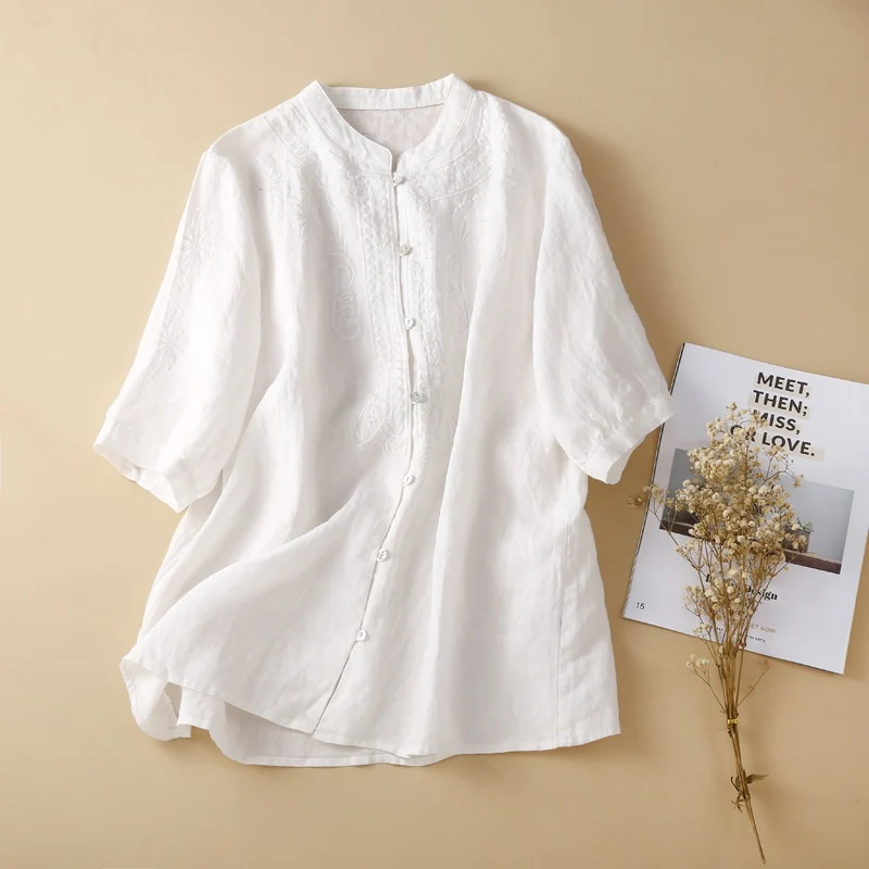 Loose-Fitting Linen Top for Women
