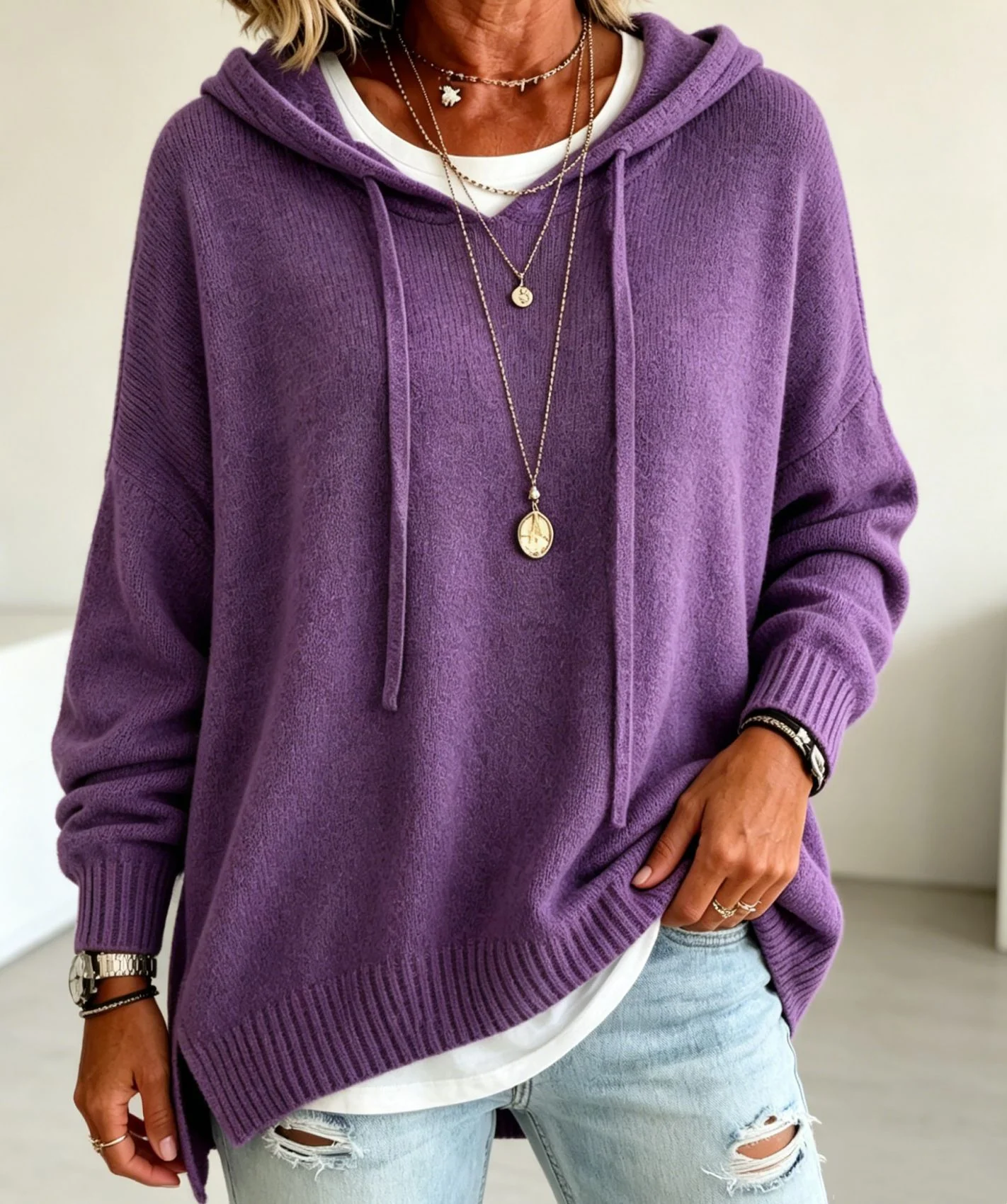 Loose-fitting Long-sleeve Pullover Sweater
