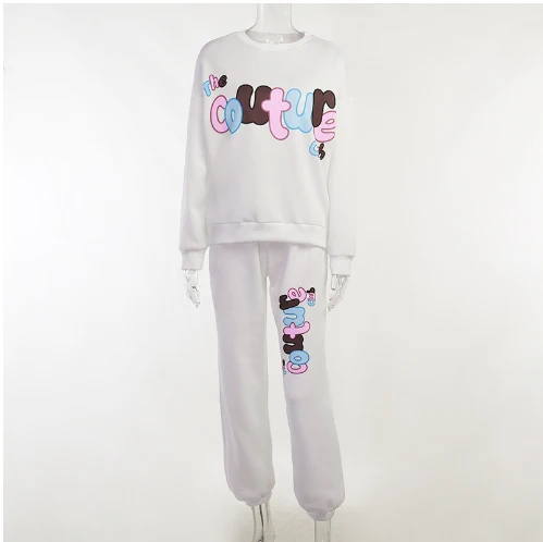 Loose Letter Printing Jumpsuit Set