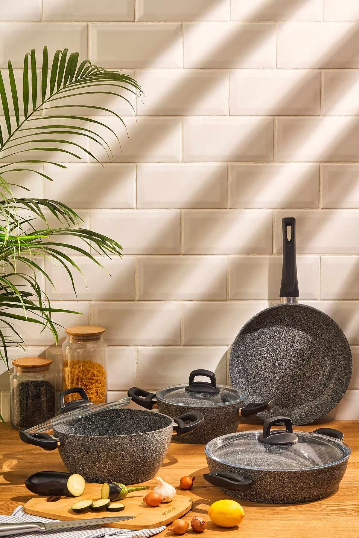 7-Piece Granite-Coated Non-Stick Cookware Set