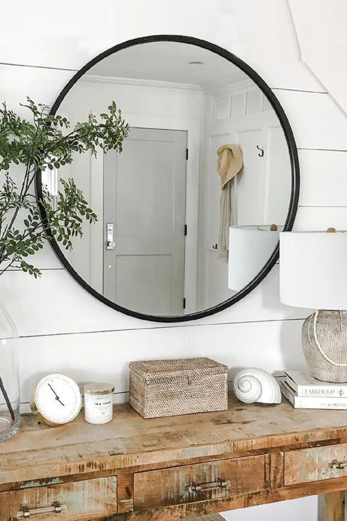 Black 60x60cm Decorative Console Mirror with MDF Backing