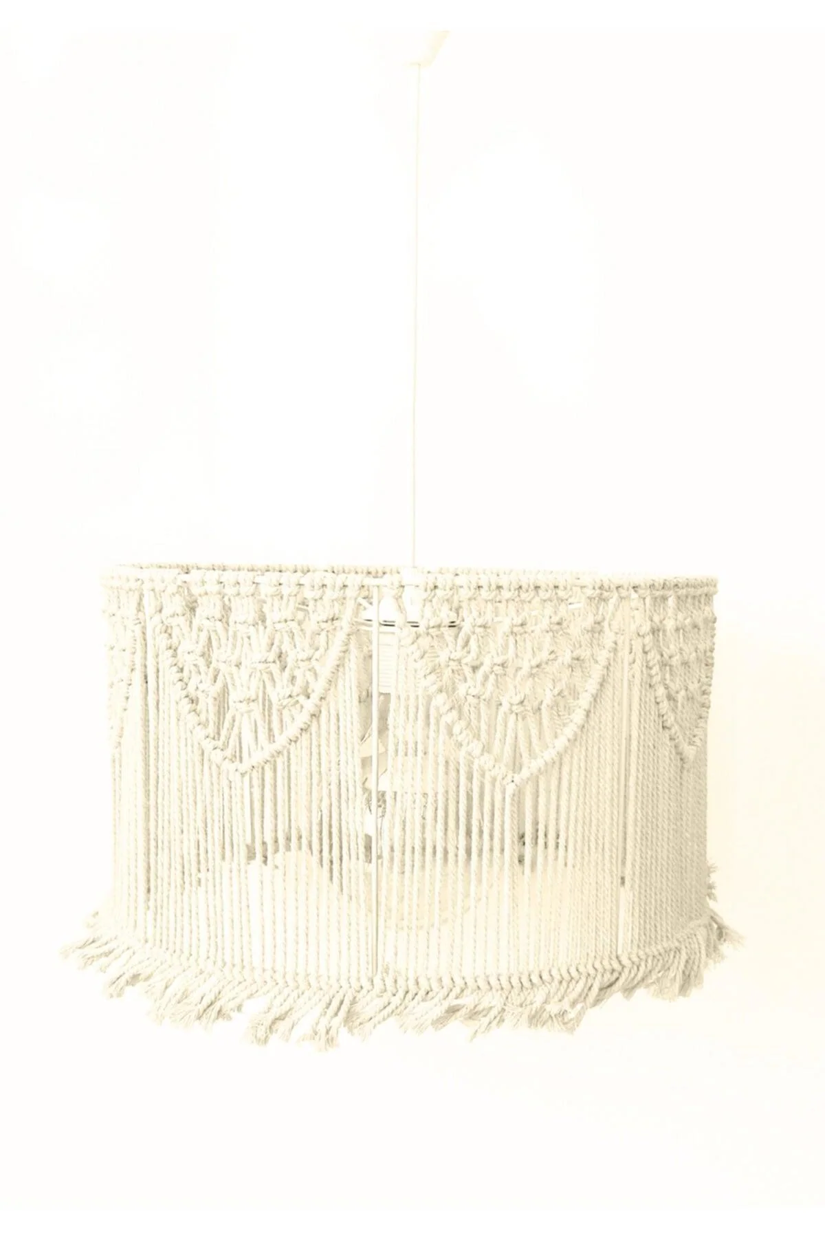 Handcrafted macrame pendant chandelier with adjustable height