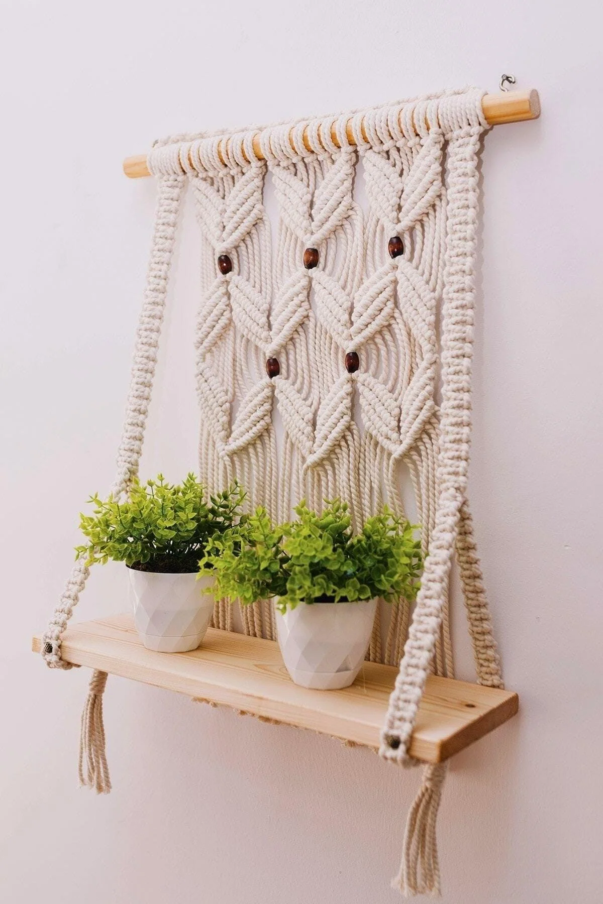 Handmade Macrame Wall Shelf – 50 cm Wide