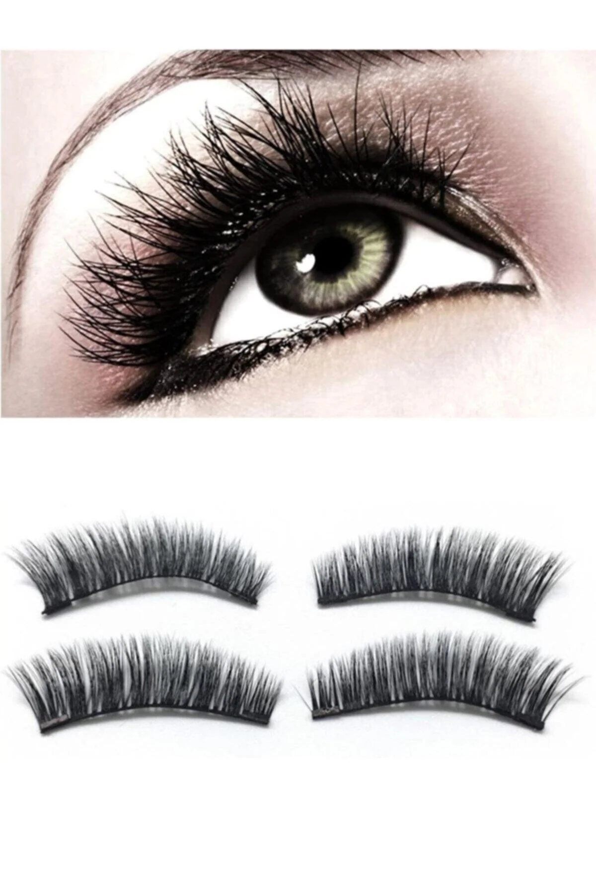 Magnetic false eyelashes with upper and lower lash pairs