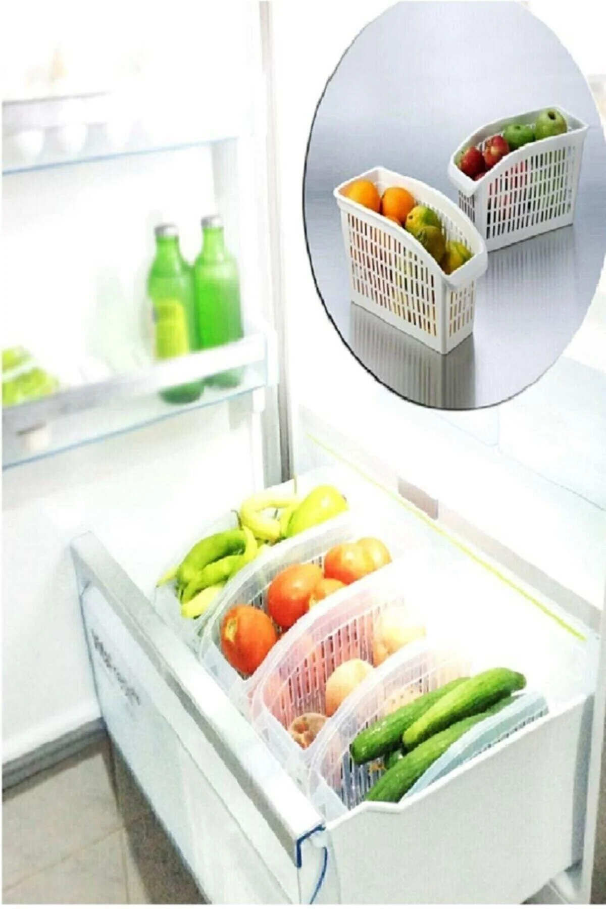 4-piece refrigerator organizer set for fruits and vegetables