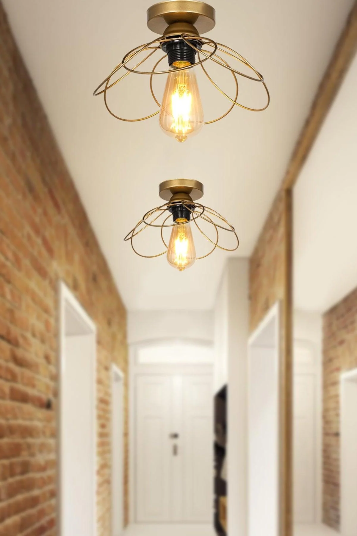 Black ceiling-mounted chandelier with tumbled glass shade