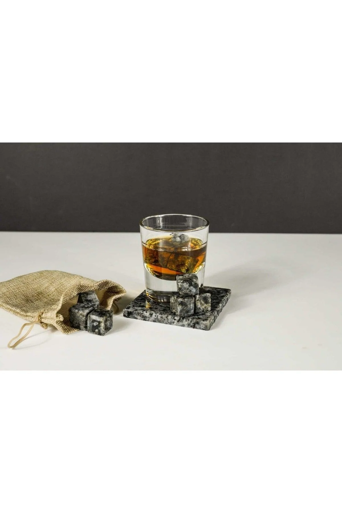 Set of 9 Natural Granite Whiskey Chilling Stones with Storage Pouch