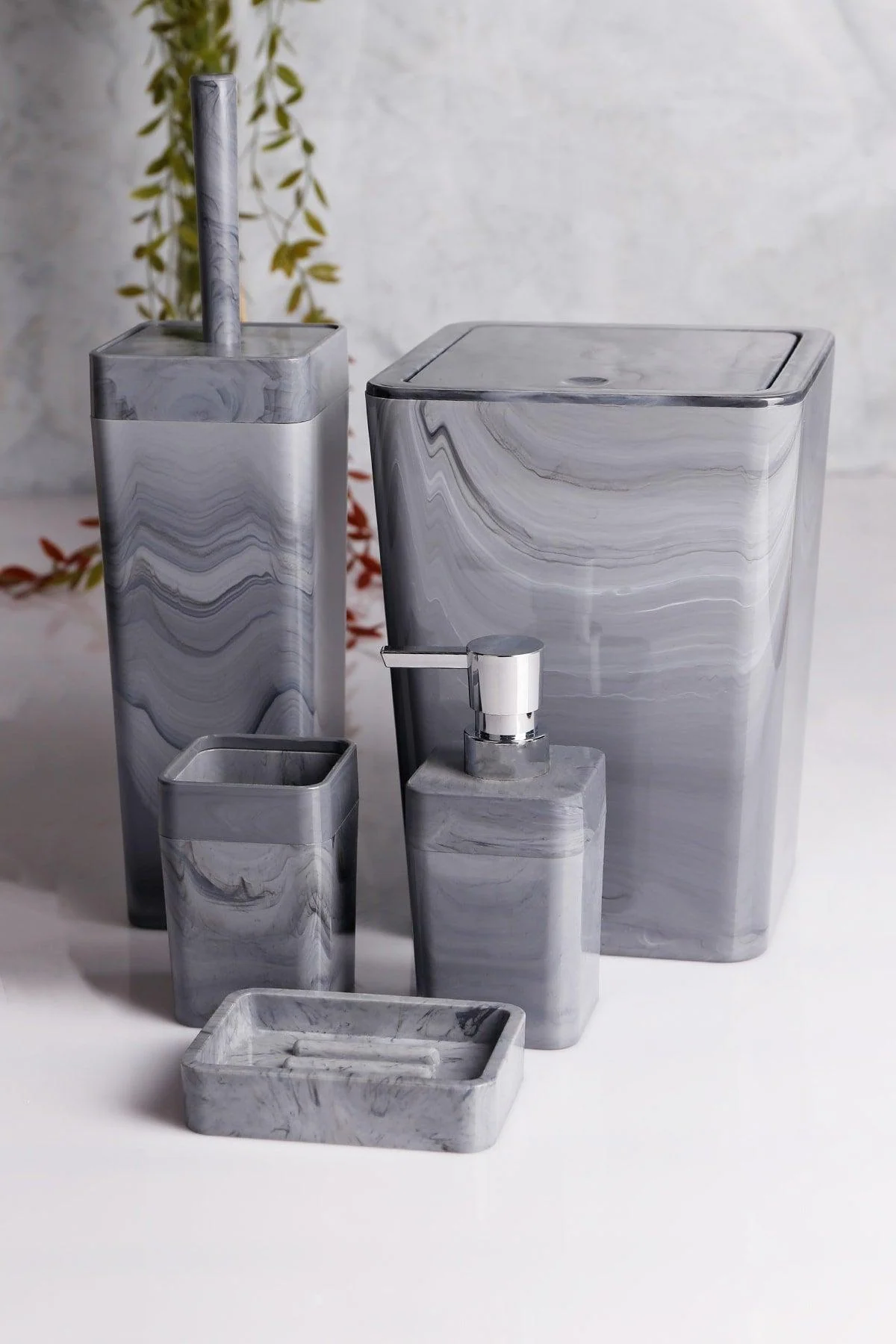 Acrylic Bathroom Set with Marble Pattern