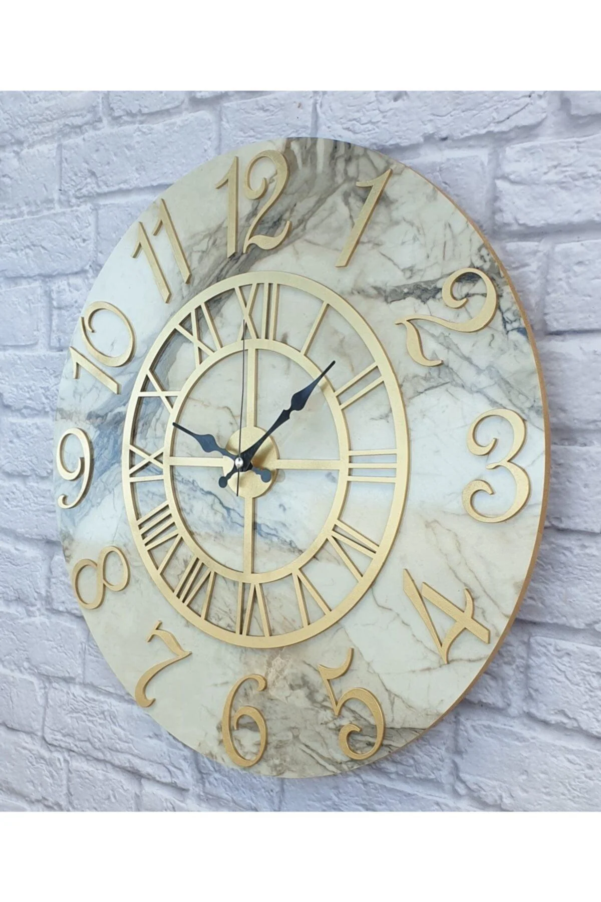 Marble Pattern Gold Numeral Wall Clock 50 cm Diameter