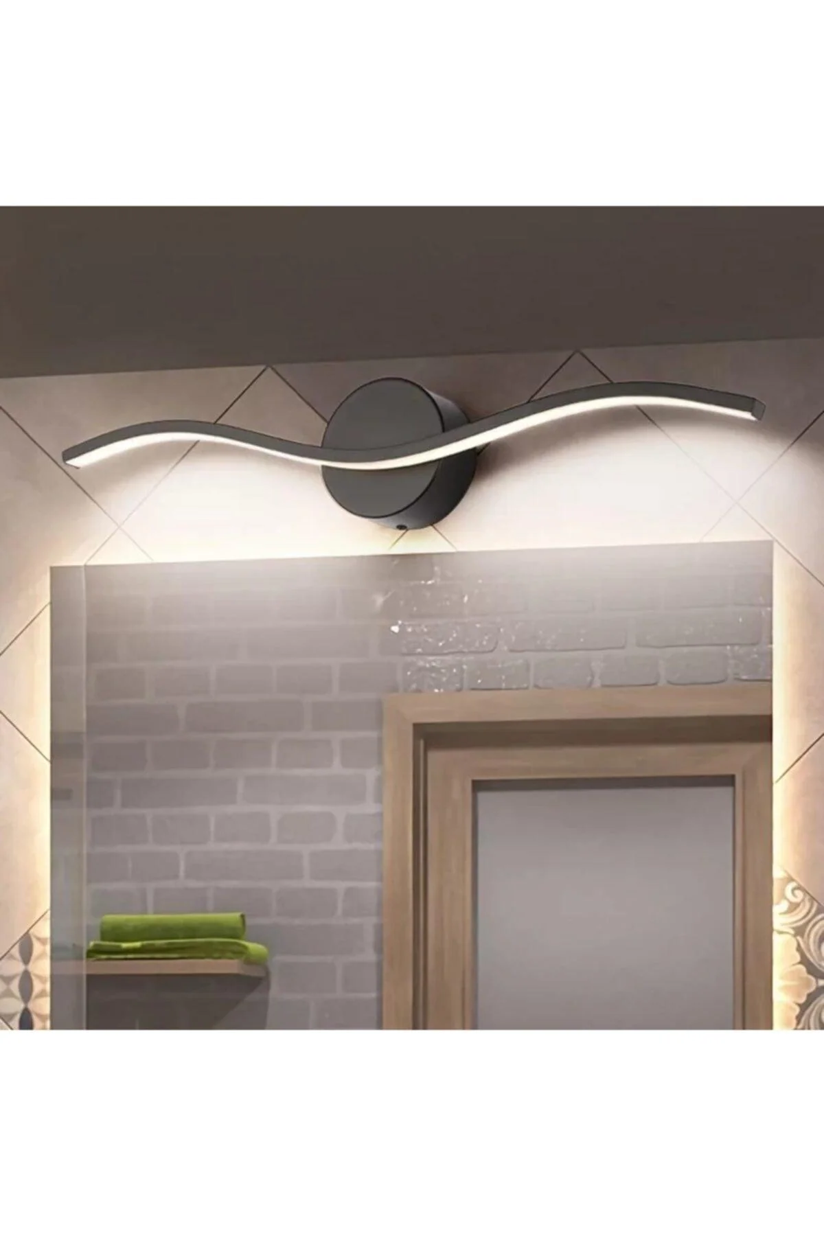Black bathroom LED wall sconce with daylight lighting
