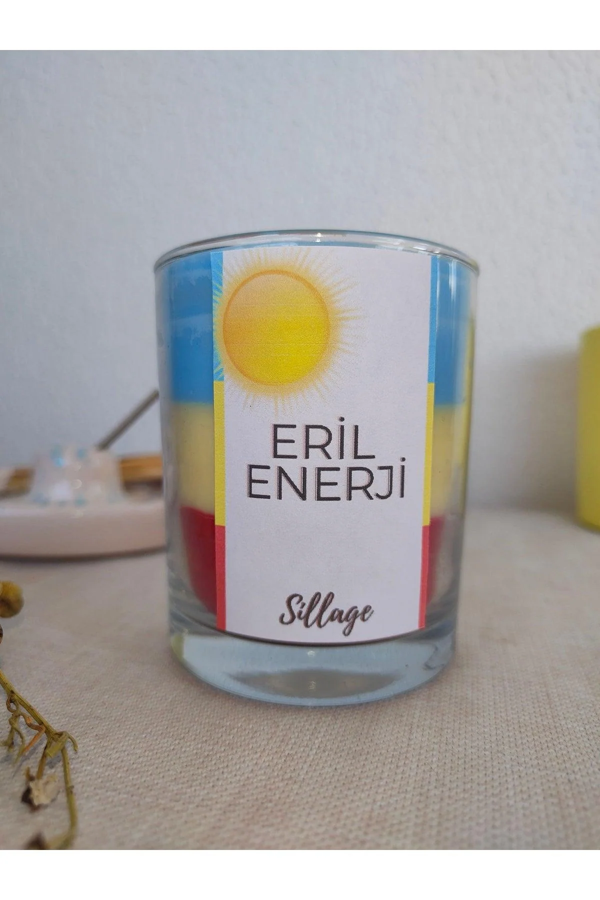 100% Soy Wax Meditation Candle with Decorative Sun Stone