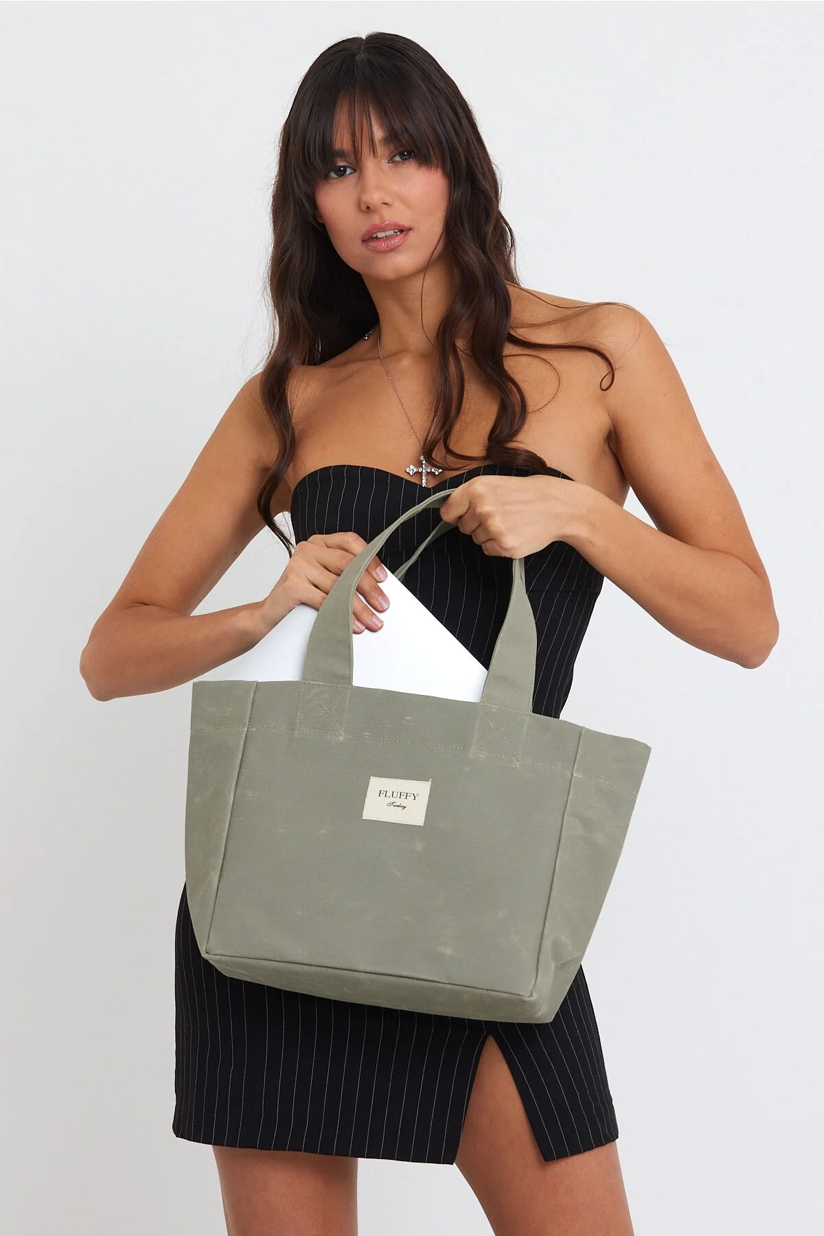 Matcha Waxed Canvas Tote Bag - Waterproof Laptop-Friendly Bag with Organizer