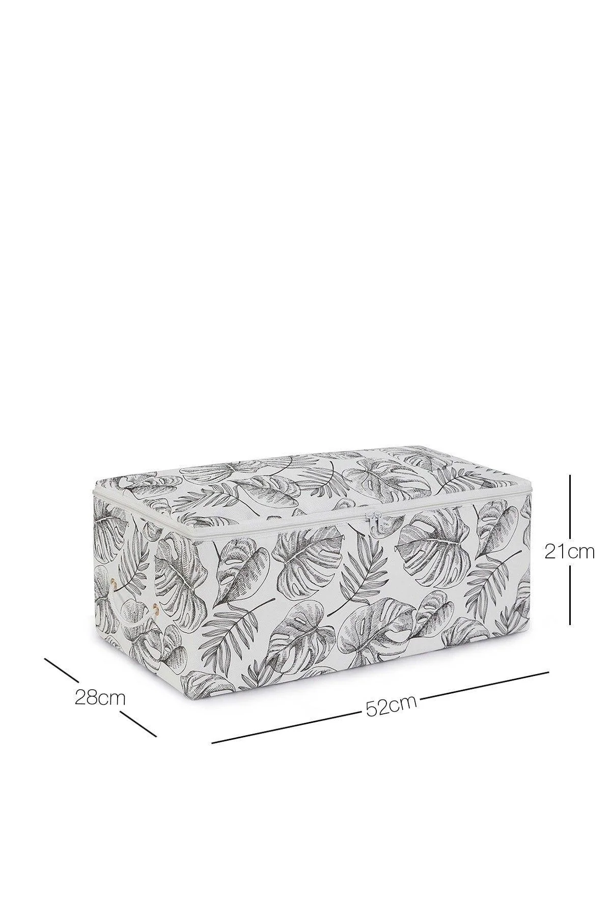 Black and white leaf-patterned medium storage bag, 52 x 28 x 21 cm