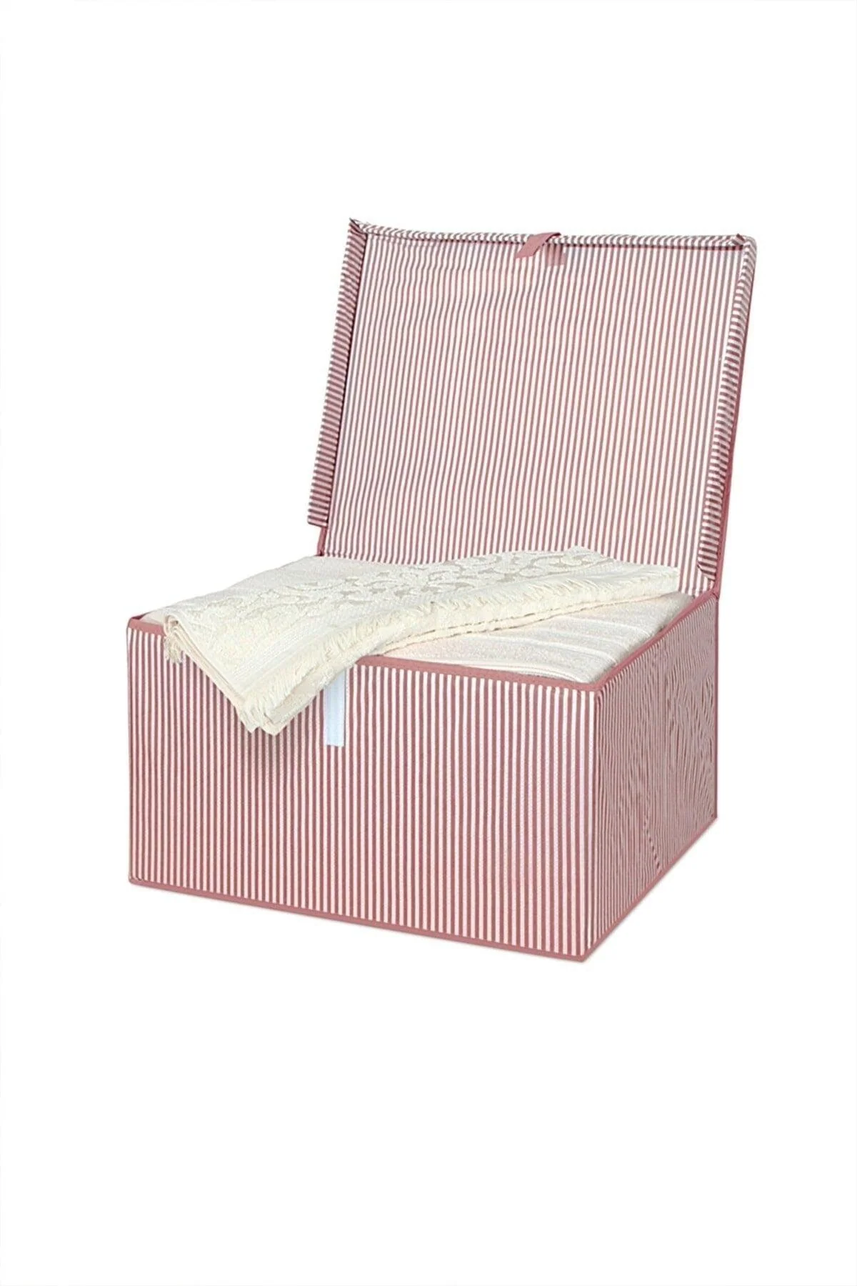 Pink storage box with lid and velcro cover 60x40x30 cm