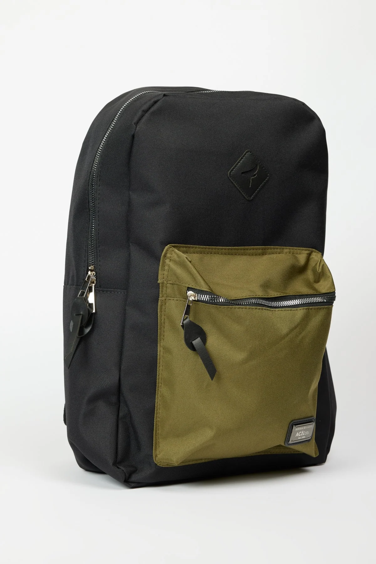 Black and khaki logo backpack 31 x 40 cm