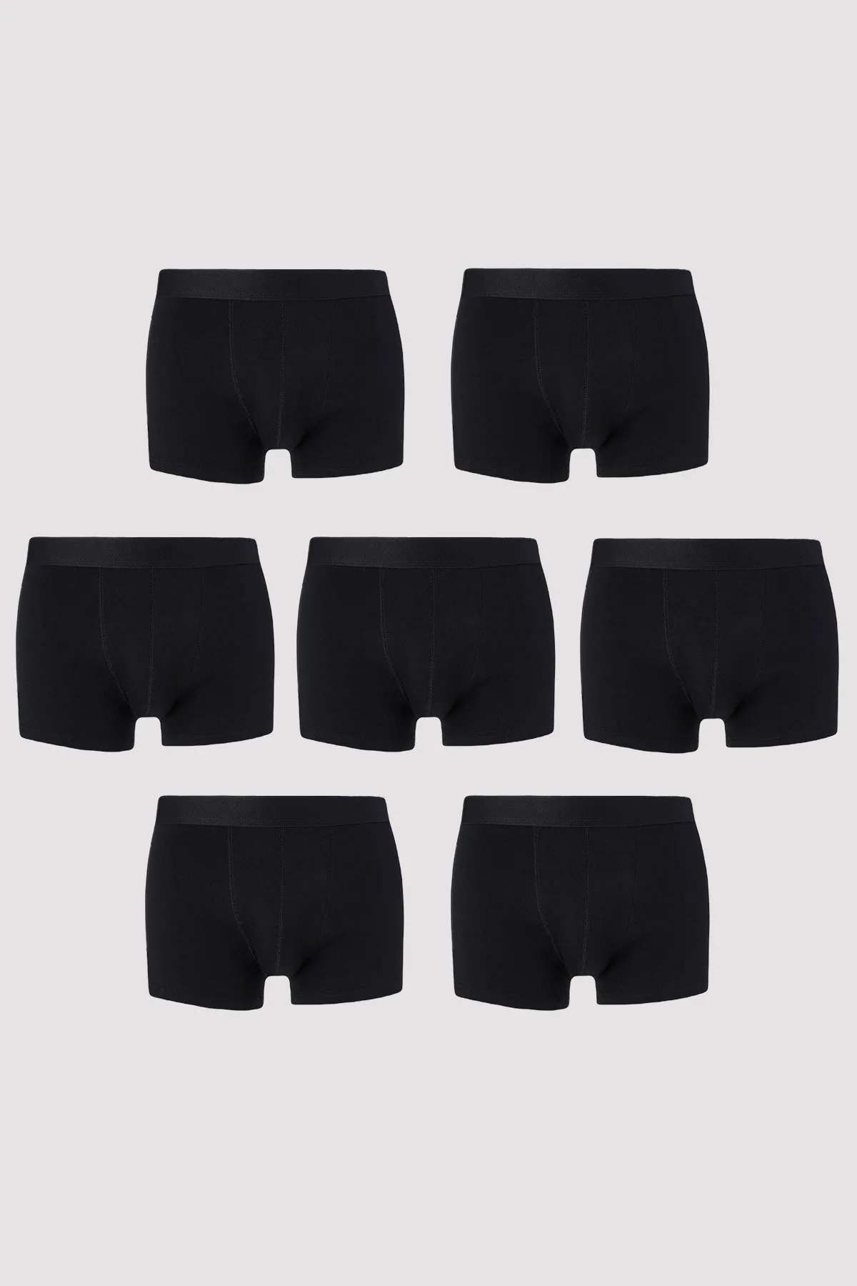 Men's 7-Pack Black Cotton Boxer Briefs with Elastic Waistband