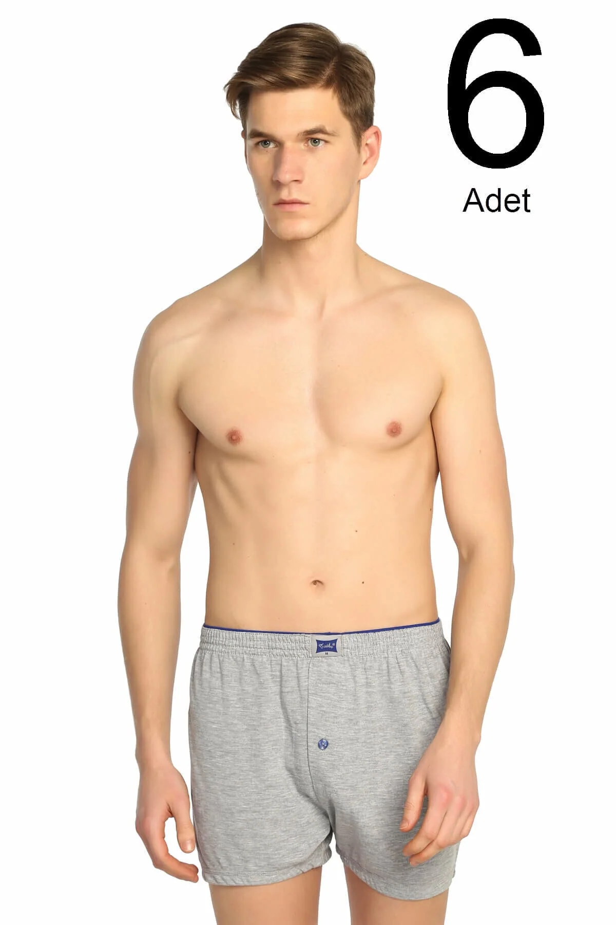 6 pack men's gray cotton blend boxer shorts