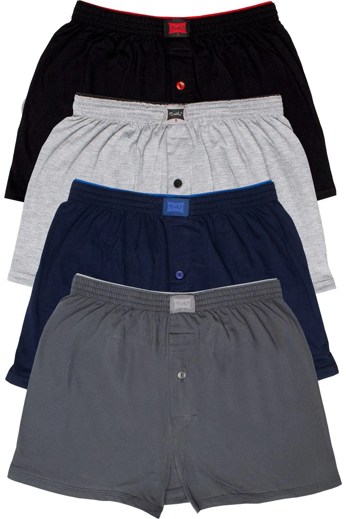4-pack men's combed cotton plain boxer shorts in grey