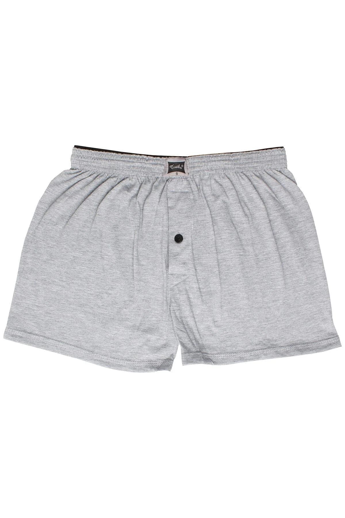 Men's gray cotton button-up boxer shorts