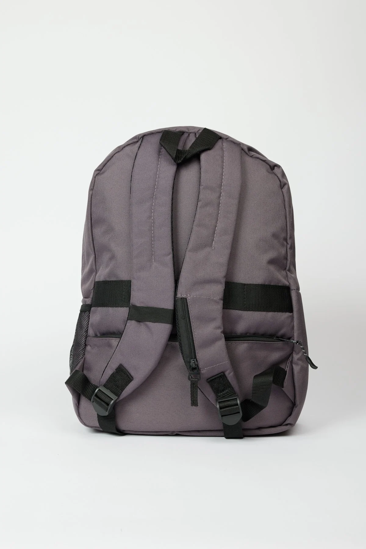 Gray polyurethane casual school backpack with logo detail