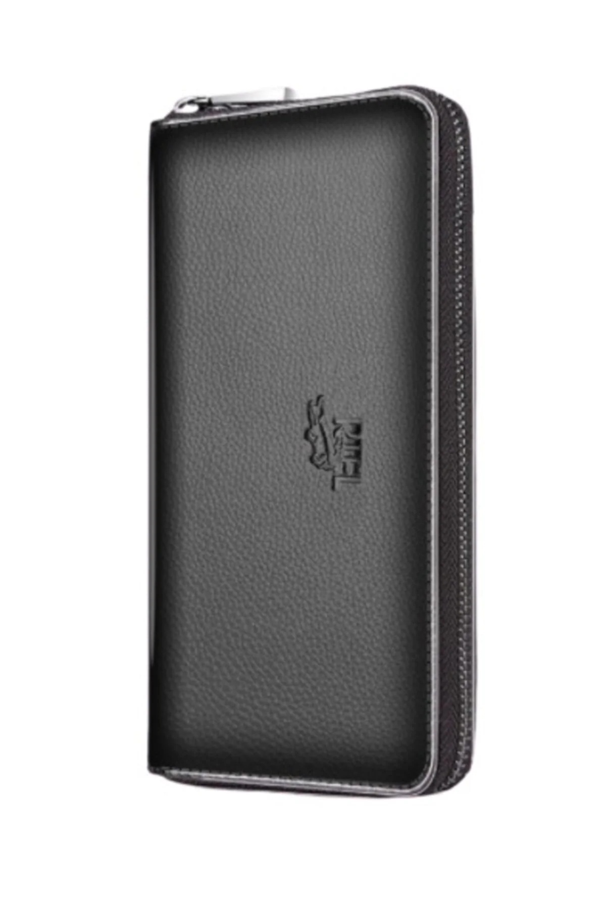 Minimalist leather zippered wallet with long card compartment