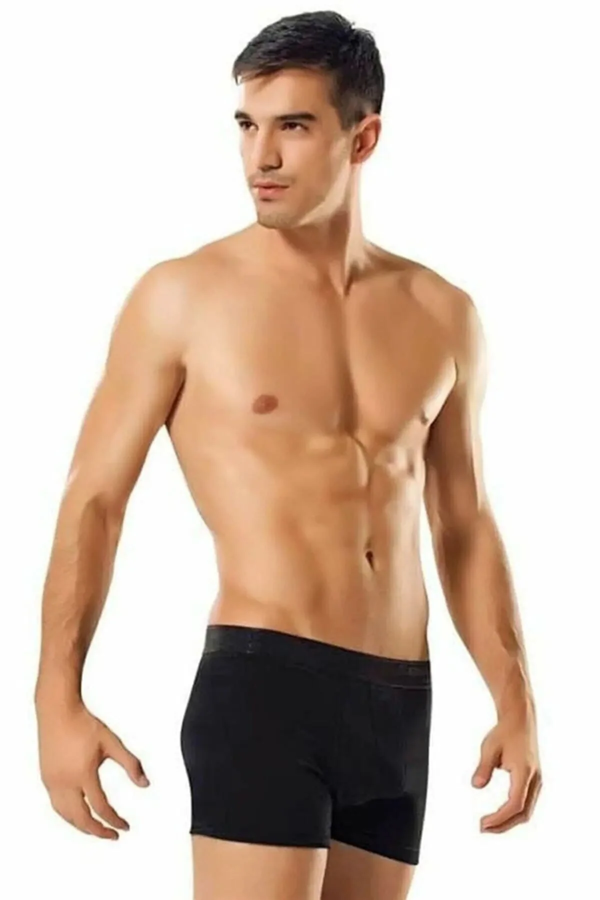 Men's 5-Pack Black Cotton Boxer Briefs with Elastic Waistband