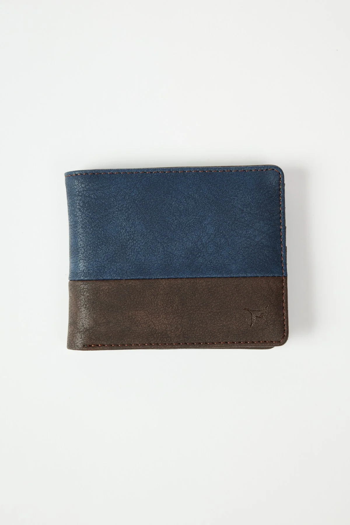 Men's navy blue-brown polyurethane wallet
