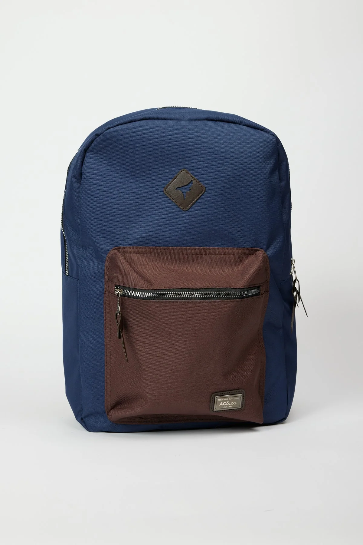 Navy blue and brown logo backpack 31 x 40 cm