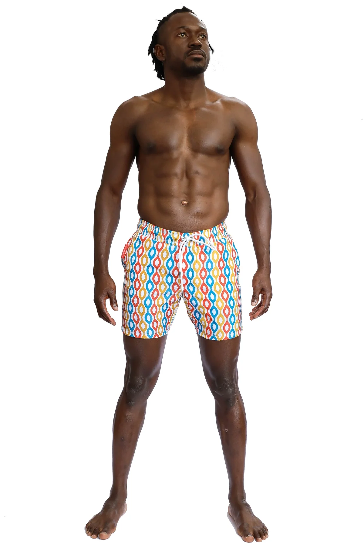 Men's Colorful Quick-Dry Swim Shorts with Adjustable Waist