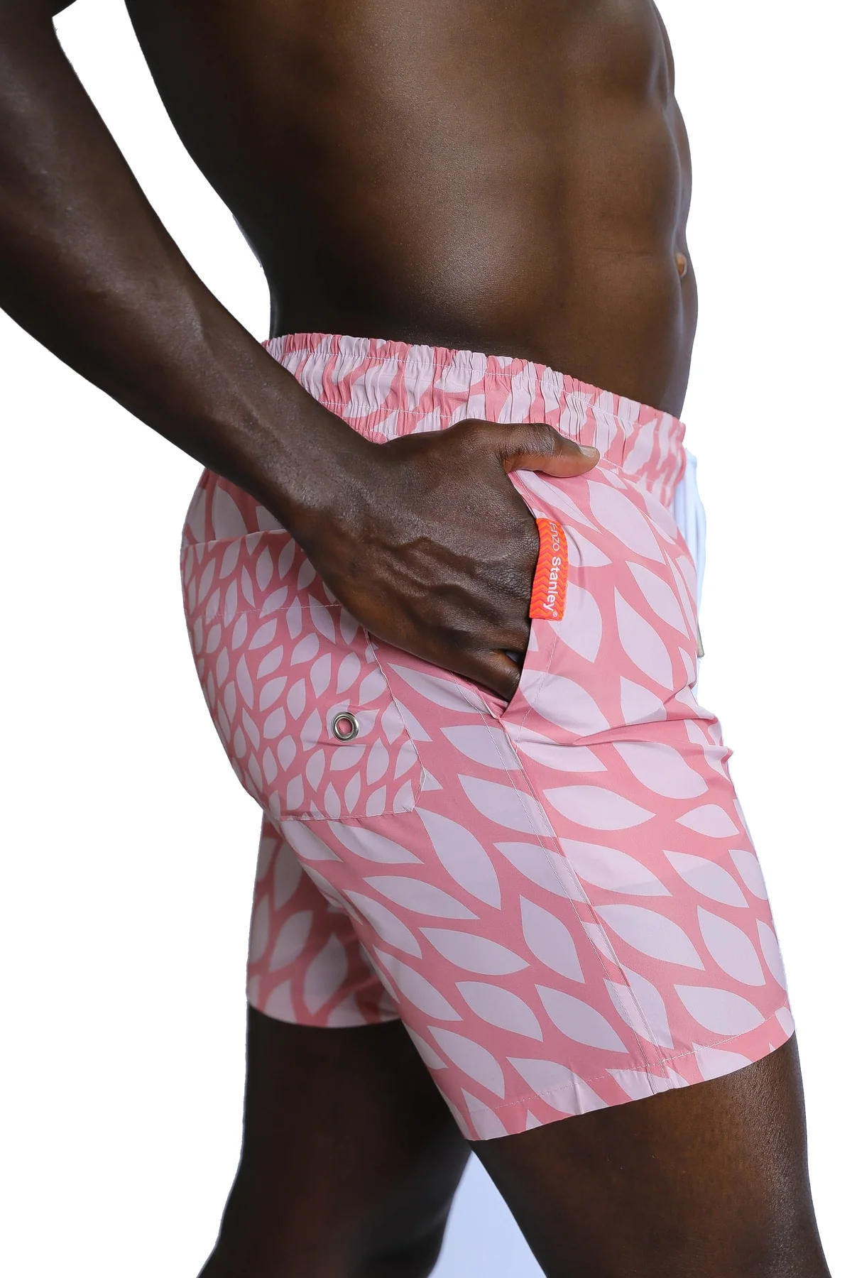 Men's Patterned Pink Beach Shorts with Pockets