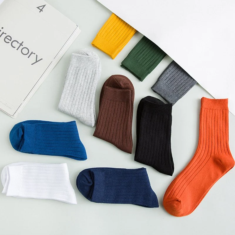 Men's Solid Color Striped Socks