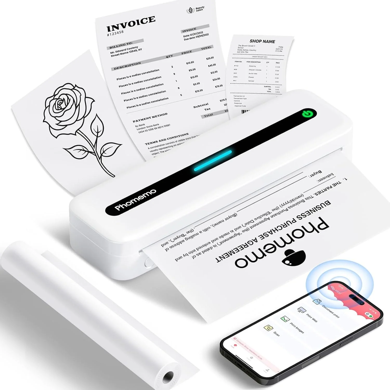Mini Bluetooth Inkless A4 Printer for Office Use