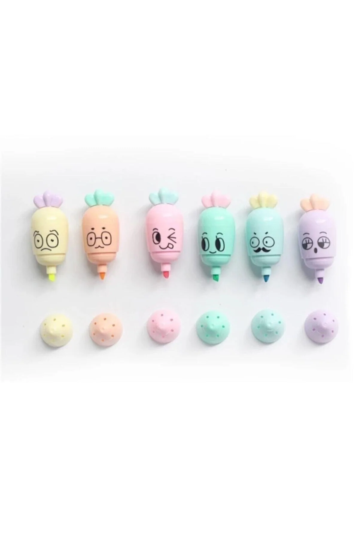 Mini Carrot-Shaped Highlighter Marker Set - 6 Colors