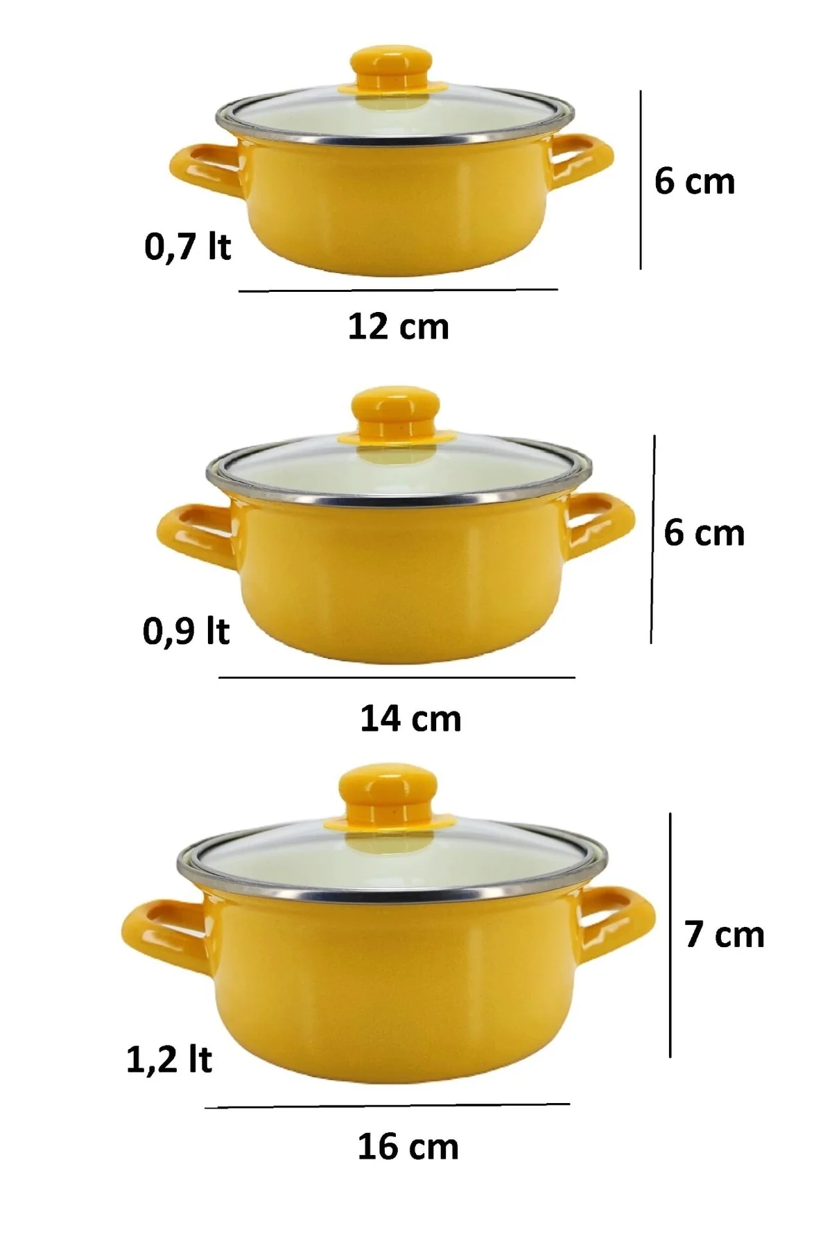 6-Piece Enamel Cookware Set with Glass Lids – Pots for Stovetop and Outdoor Cooking
