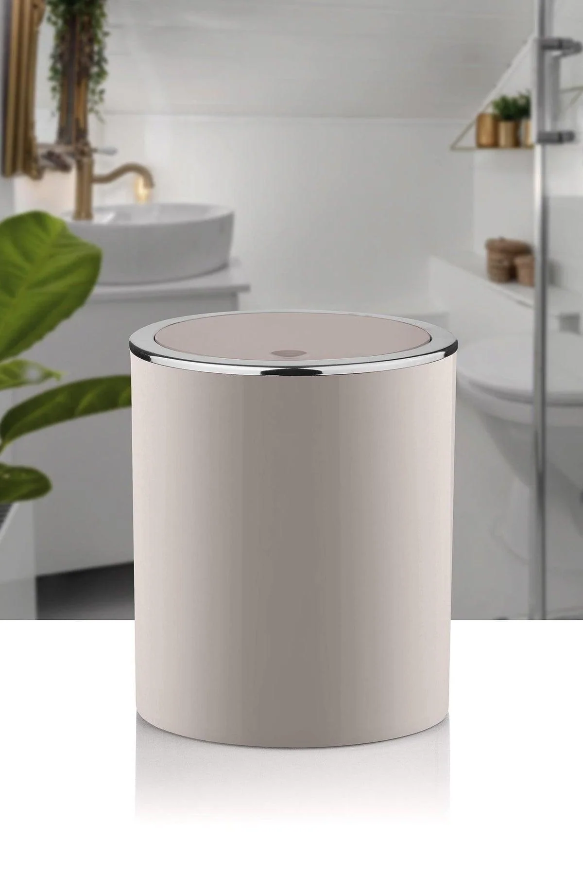 Decorative LED lighting with chrome round dustbin