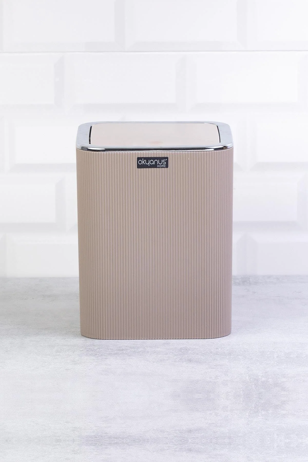 Striped square dustbin in ocean mink style