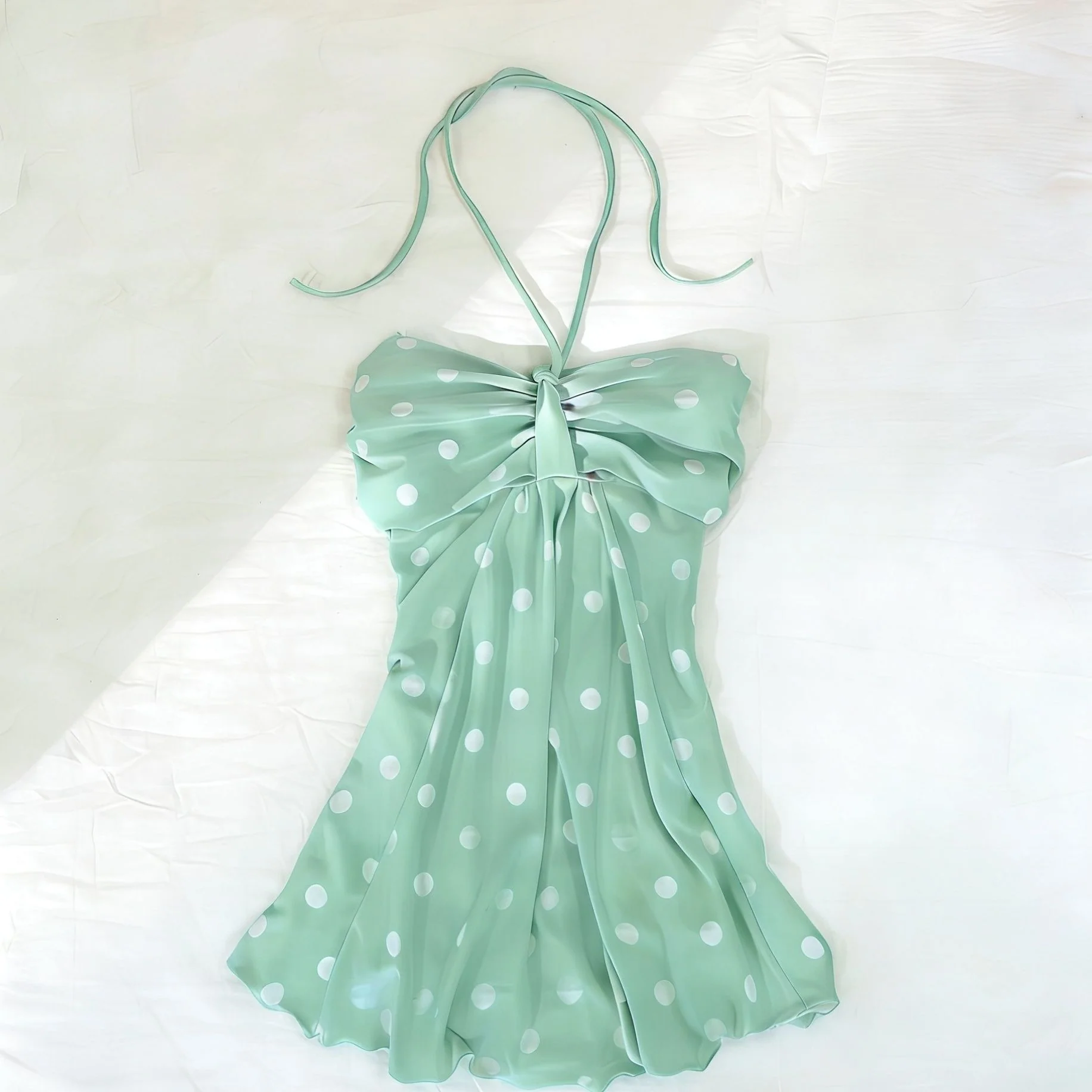 Mint Green Polka Dot Halter Vest
