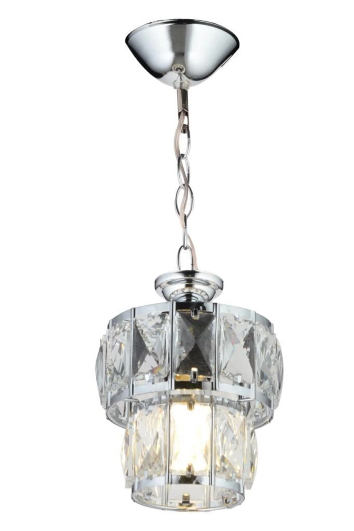 2-Tier single crystal chandelier with adjustable cable, E27 socket for LED bulbs