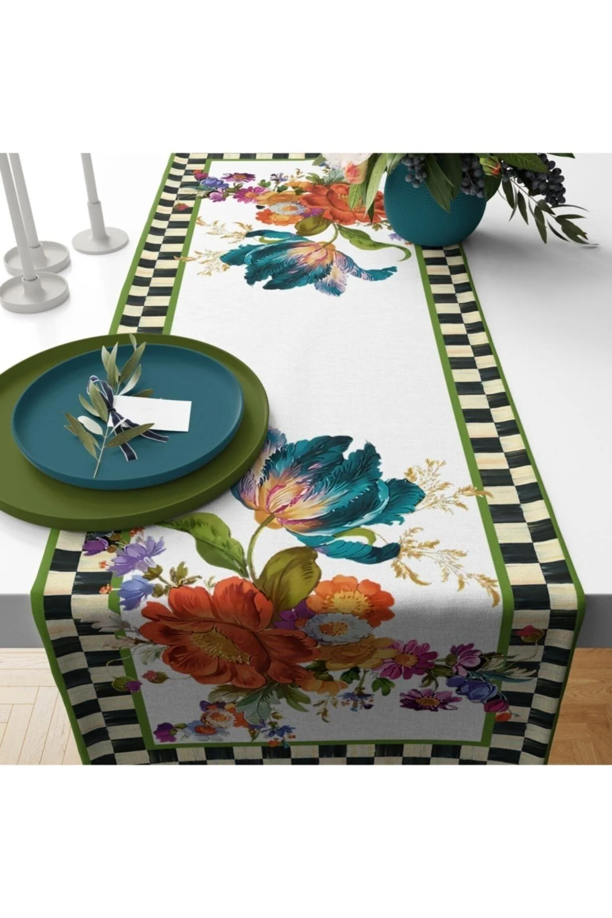 Machine washable digital print table runner for home decor