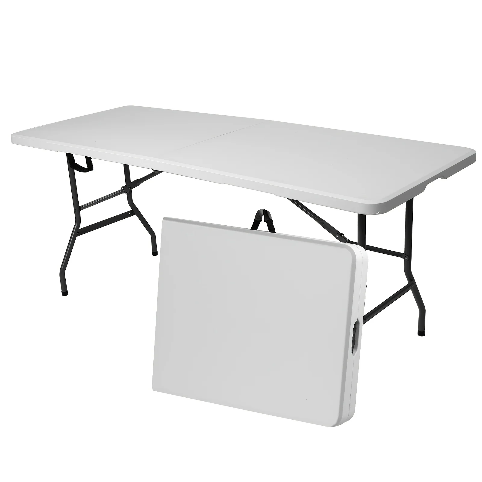 4ft or 6ft folding plastic dining table with carrying handle and lockable legs