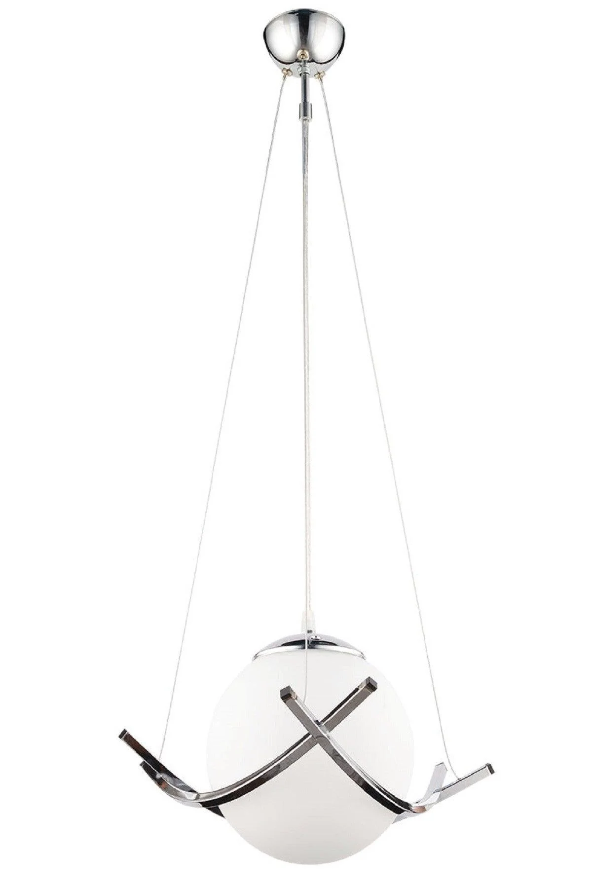 Modern Single Glass Chandelier with Chrome Finish and E27 Socket