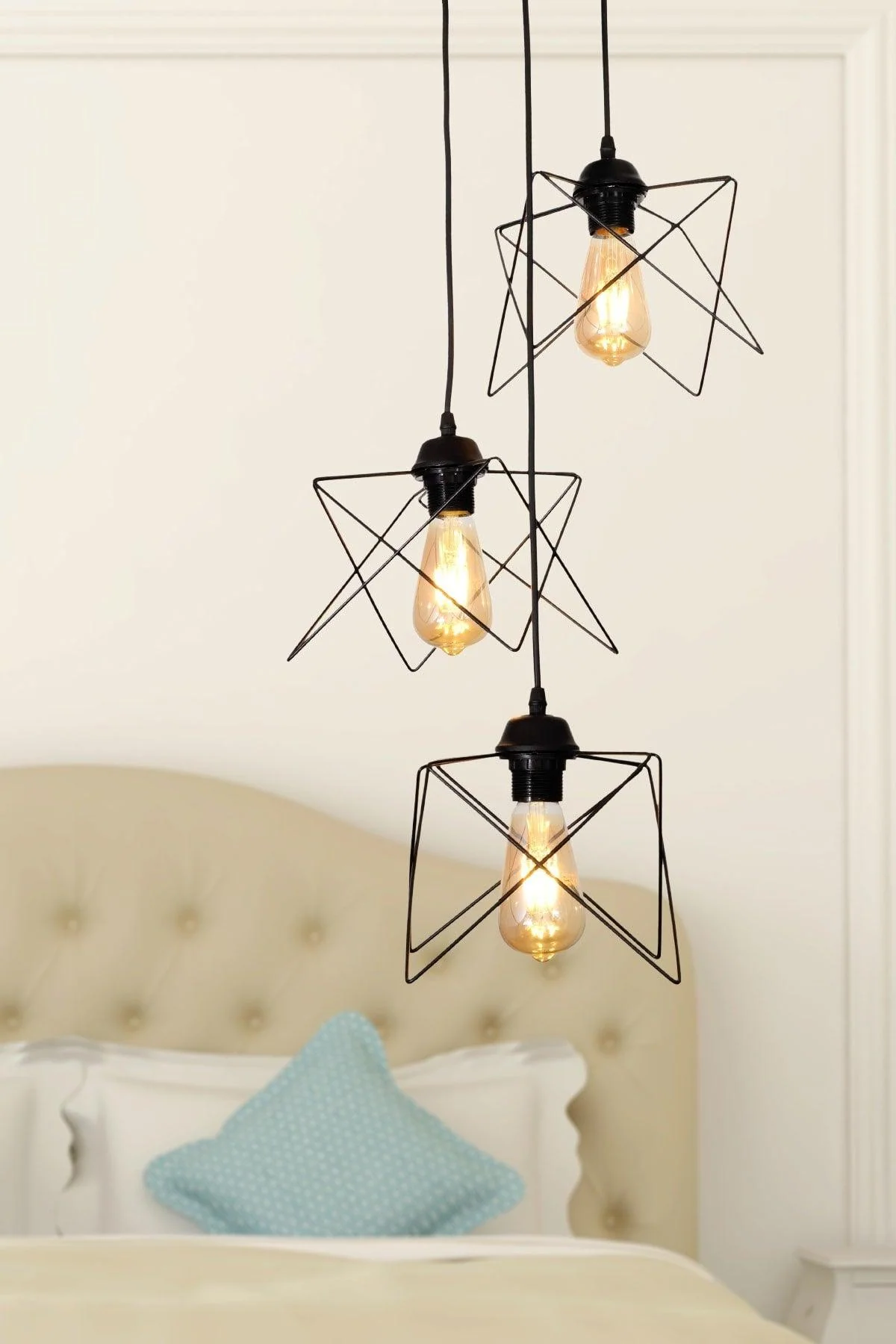 Modern black chandelier with 40 cm diameter and 90 cm adjustable height