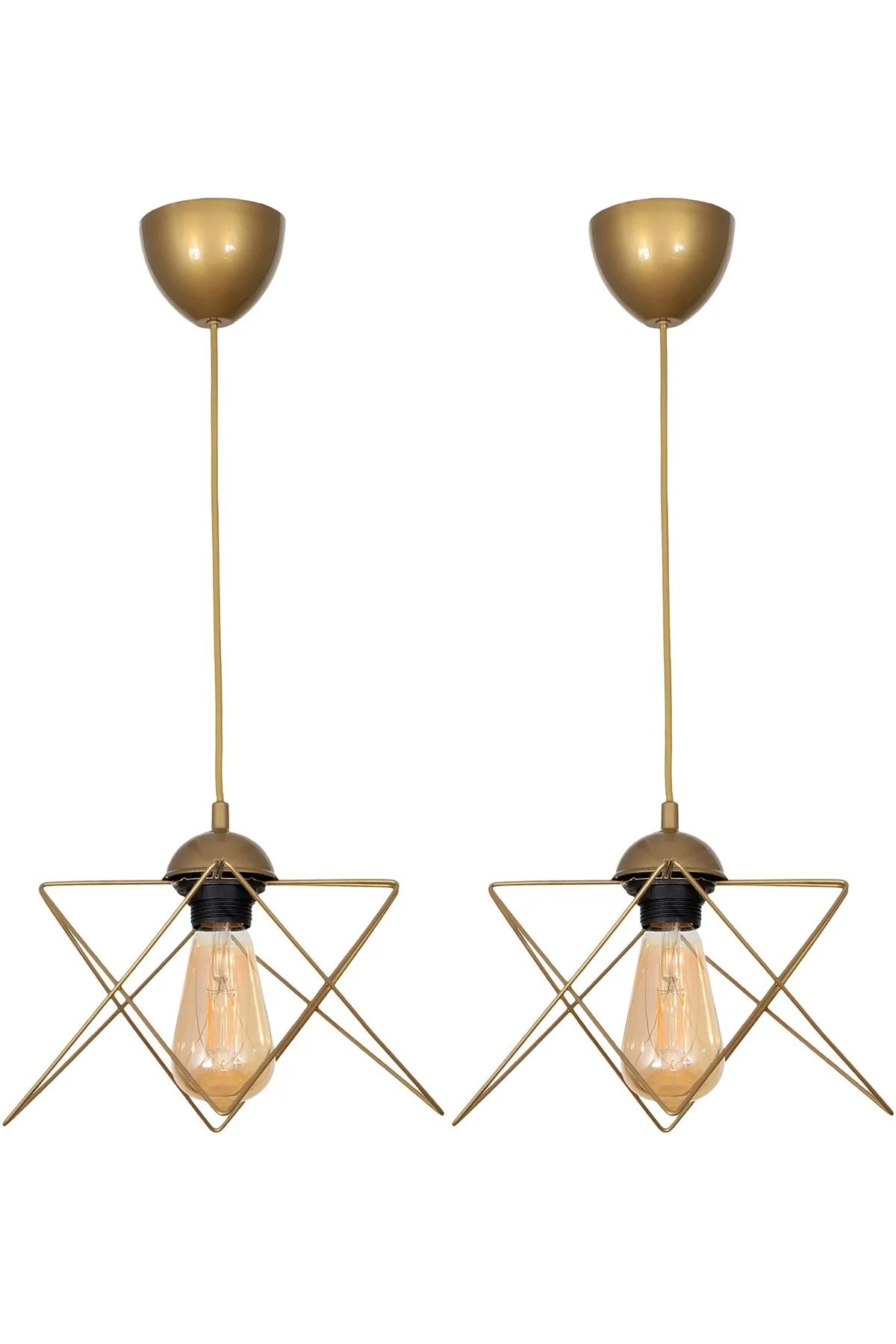 2-piece antique-style metal pendant light set with E27 sockets