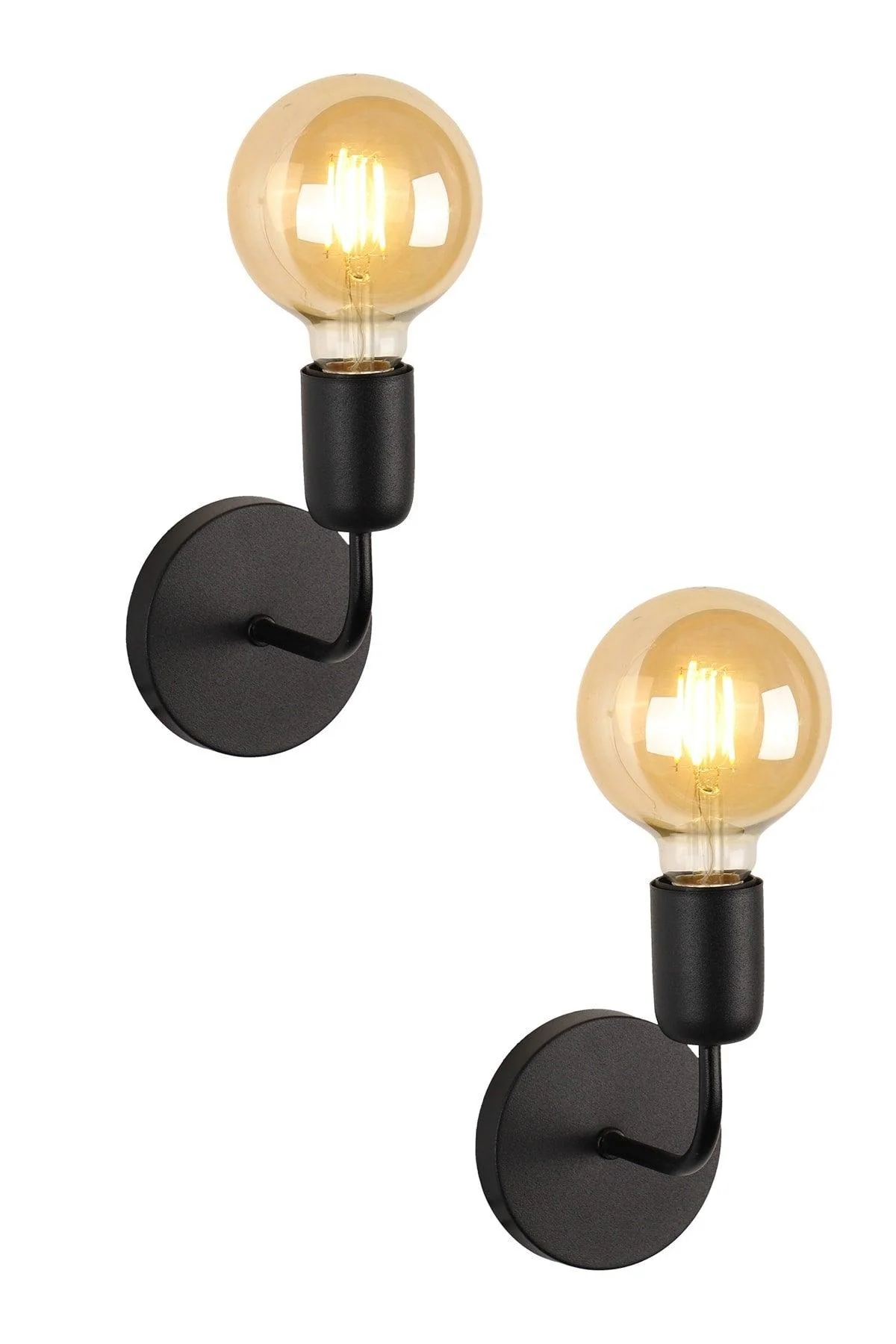 Pair of Black Metal Sconces with Dual-Way Use