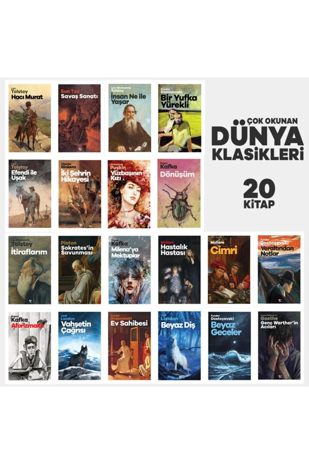 Classic Literature Book Set - 14 Works by Kafka, Tolstoy, Dickens & Others