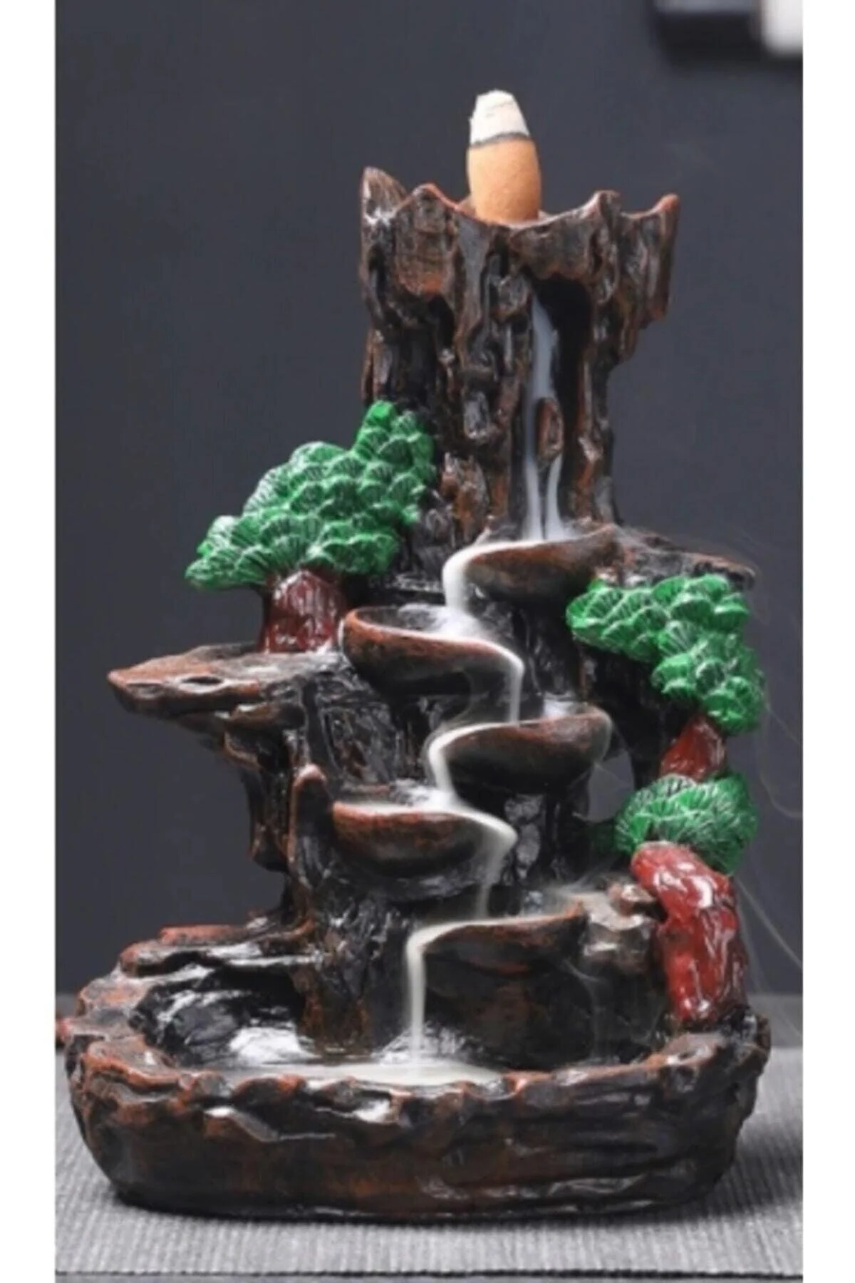 Ceramic mountain backflow waterfall incense holder