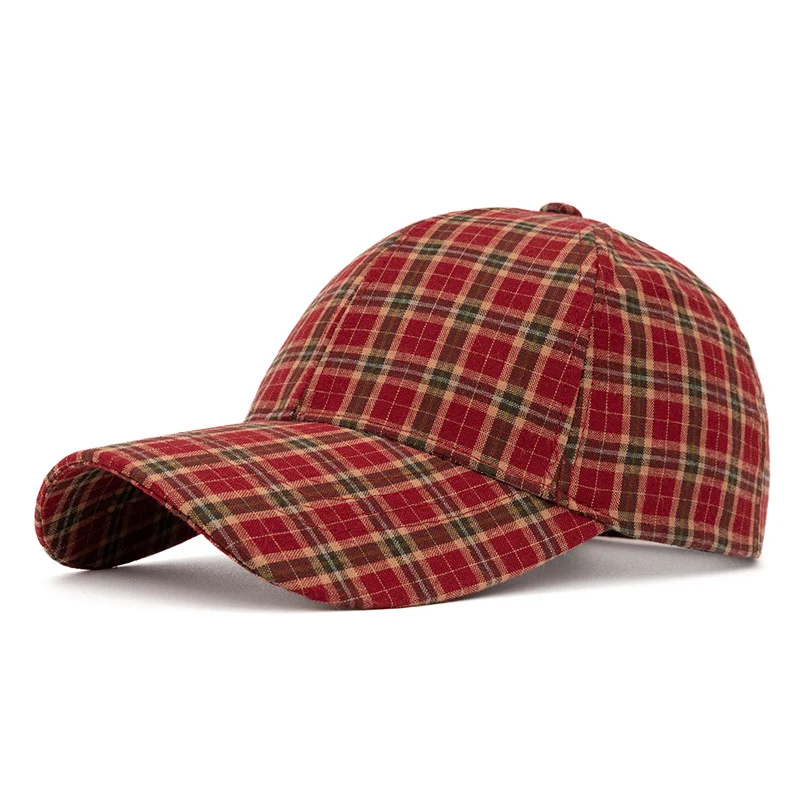 Multi-Color Checked Baseball Cap, Classic & Versatile, Adjustable Beanie Hat