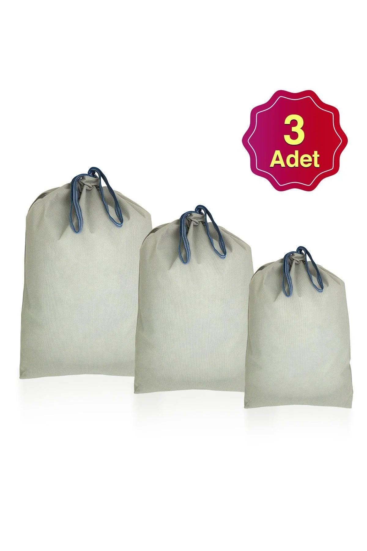 Gray polypropylene laundry basket with drawstring closure
