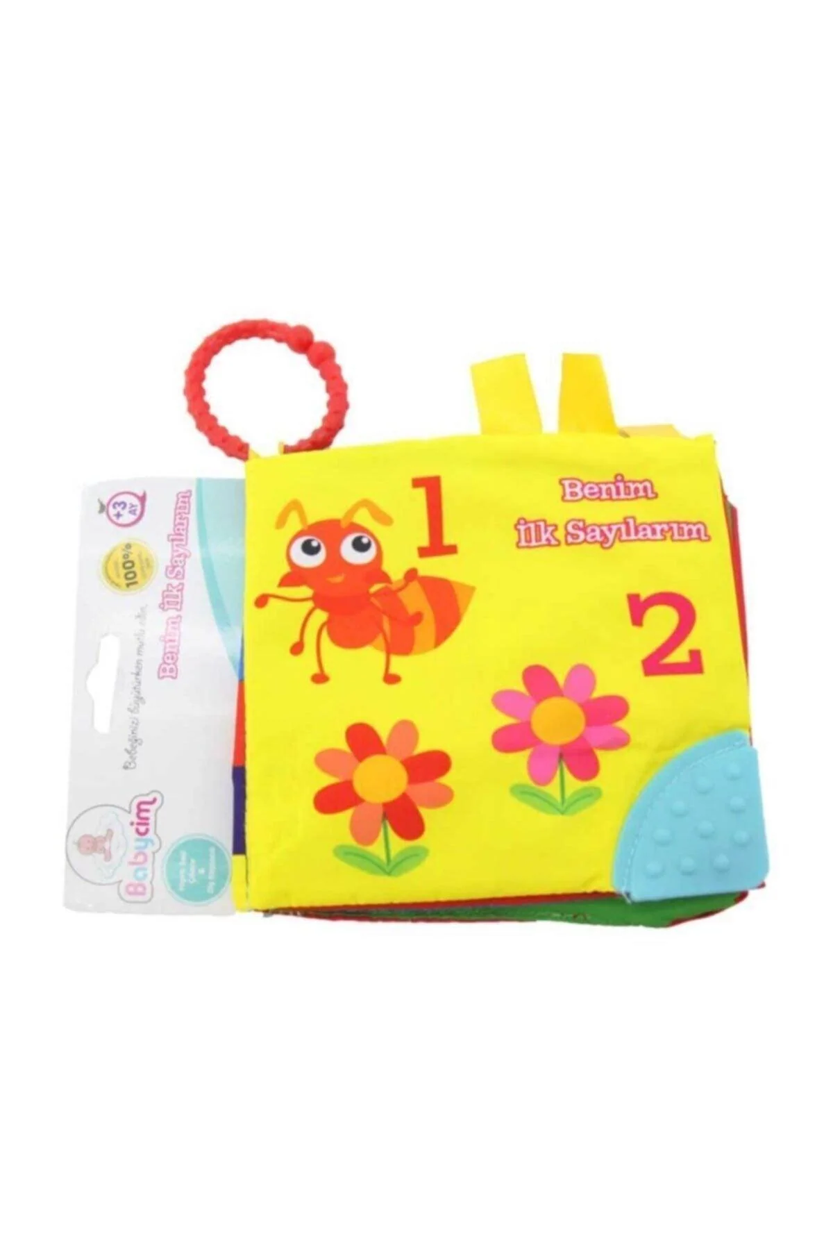 Soft baby activity book with teether for early learning